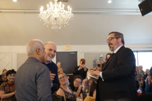 Jay Blotcher and Brook Garrett renew their vows at a drag brunch and fundraiser for the New Paltz Pride Coalition.